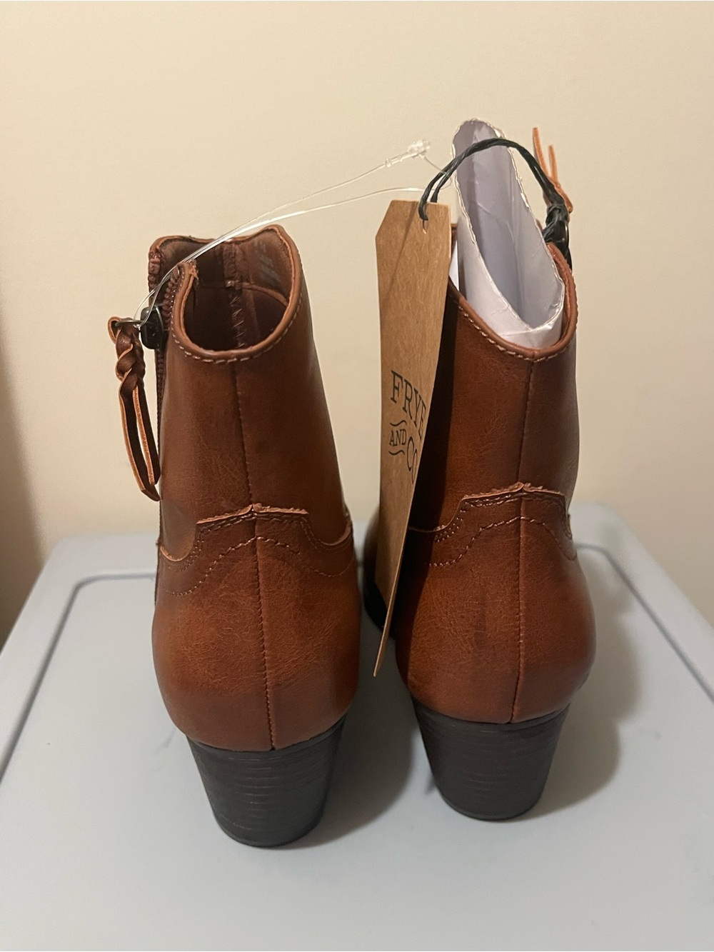 FRYE AND CO. Tan Leather Western-Style Ankle Boots - Picture 4 of 7